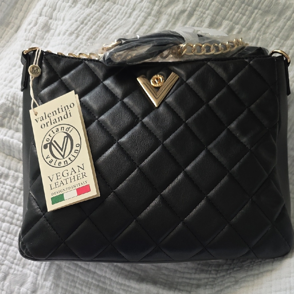 Valentino Orlandi Black Quilted Shoulder Bag